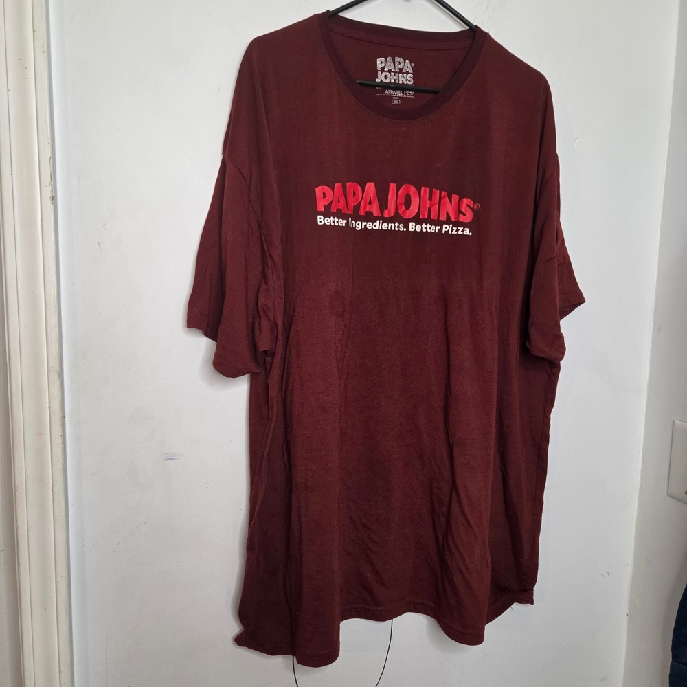 Papa Johns Mens 4XL Maroon Sustainable Apparel Graphic T-Shirt Short Sleeve Tee